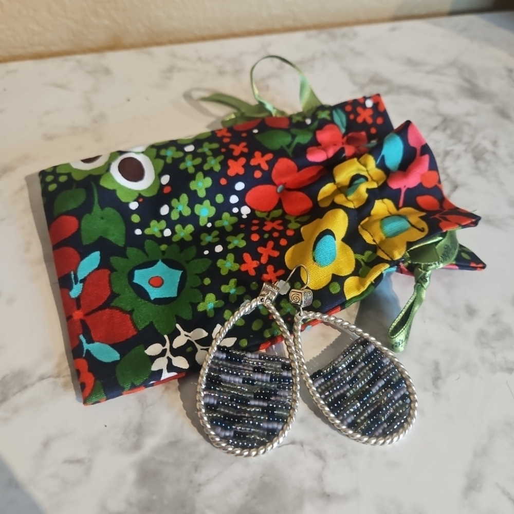 Brighton "Wonderland" Earrings Lots of Beads Silver Black French Wire